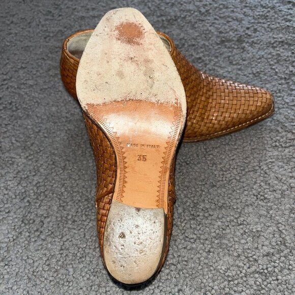 DUCCIO DEL DUCA Milano Cognac Woven Leather Ankle Boot Booties EU35 = US 4.5 - Picture 6 of 10